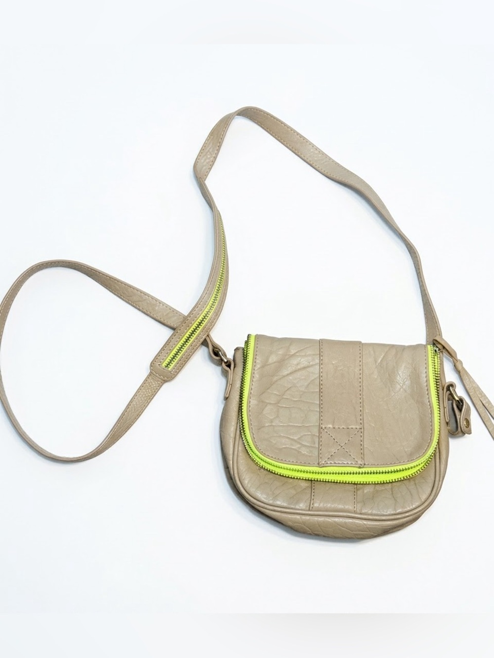 Gorjana Perry Taupe Lambskin Leather Neon Crossbody Bag